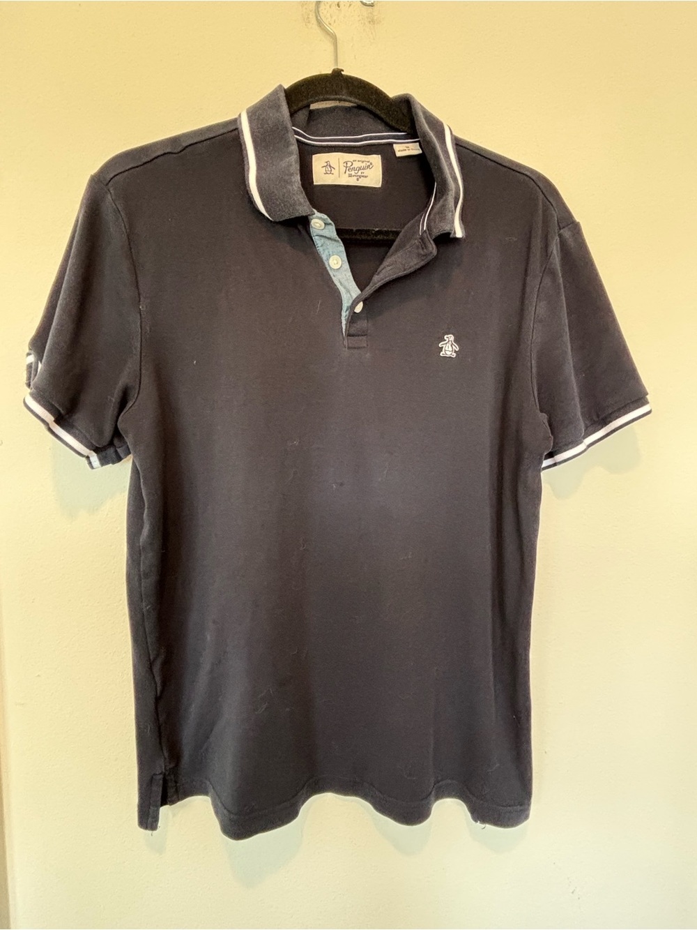 Original Penguin Navy Polo with Contrast Trim